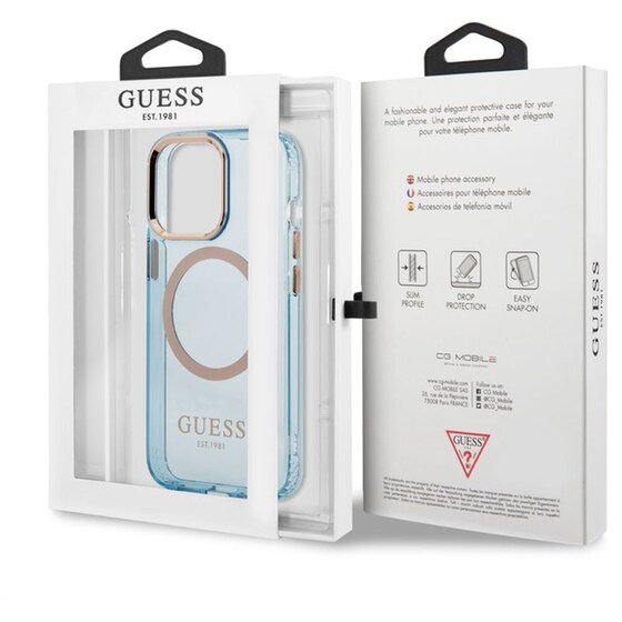 Θήκη Apple iPhone 13 Pro Max - Guess Gold Outline Collection Magsafe Hard Case - Μπλε image 6