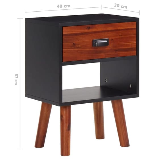 Κομοδίνο Vidaxl Από Μασίφ Ξύλο Ακακίας 2τμχ 40x30x58 cm - Καφέ Μαύρο image 6