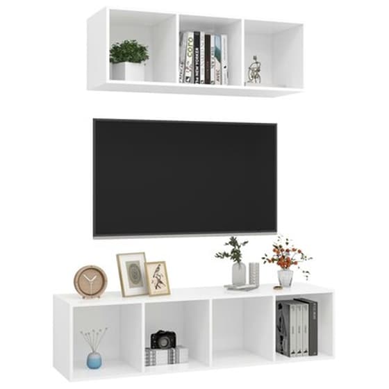 Έπιπλα Τηλεόρασης Vidaxl  Μοριοσανίδα 2 Τμχ  37x37x142.5 cm - Λευκό image 3