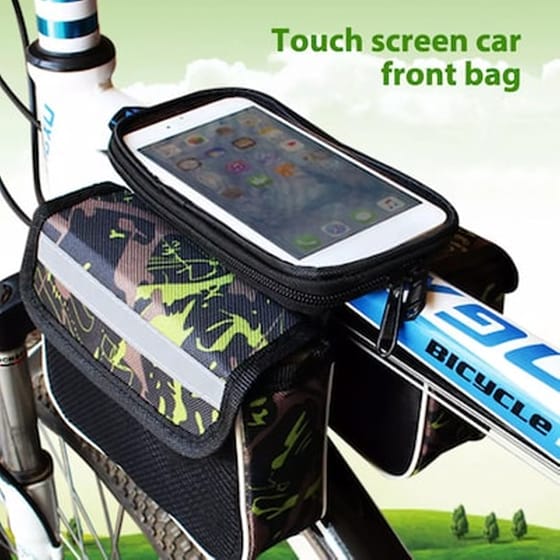 Tσαντάκι Ποδηλάτου Bike-0035, Με Θήκη Κινητού, Μαύρο-πράσινο image 1