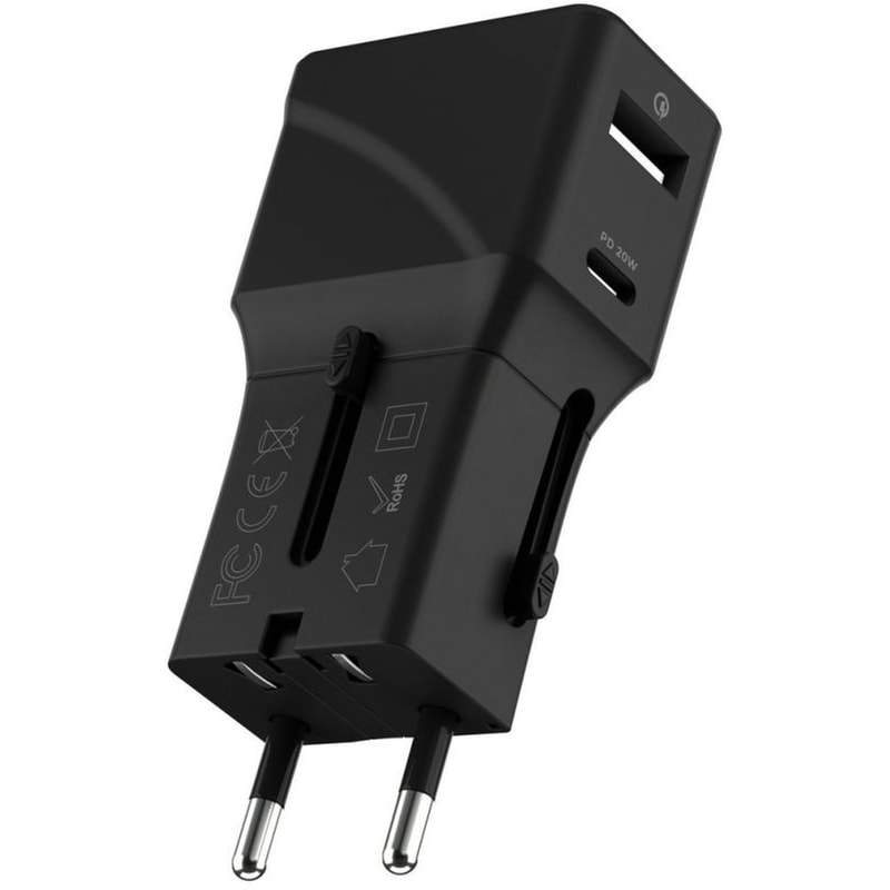 Φορτιστής Πρίζας Rolling Square Pocket Travel Charger 20W - Black φωτογραφία