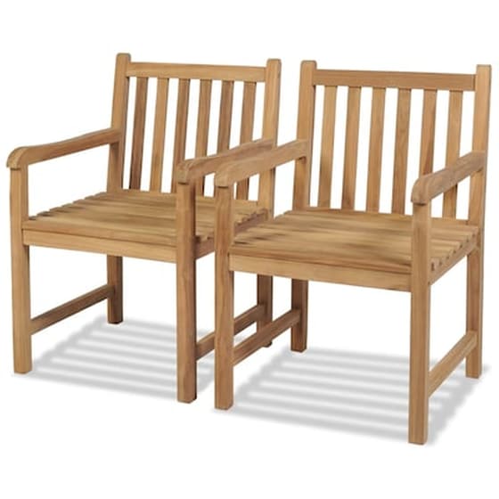 Καρέκλες Κήπου Vidaxl από Μασίφ Ξύλο Teak 2 Τεμ. 58x60x90cm - Καφέ image 1