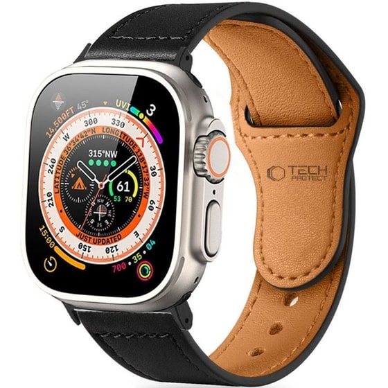 Λουράκι Apple Watch Se/10/9/8/7/6/5/4 (42/41/40mm) - Tech-protect Naturalfit Δερμάτινο - Black (5906302312658) image 0