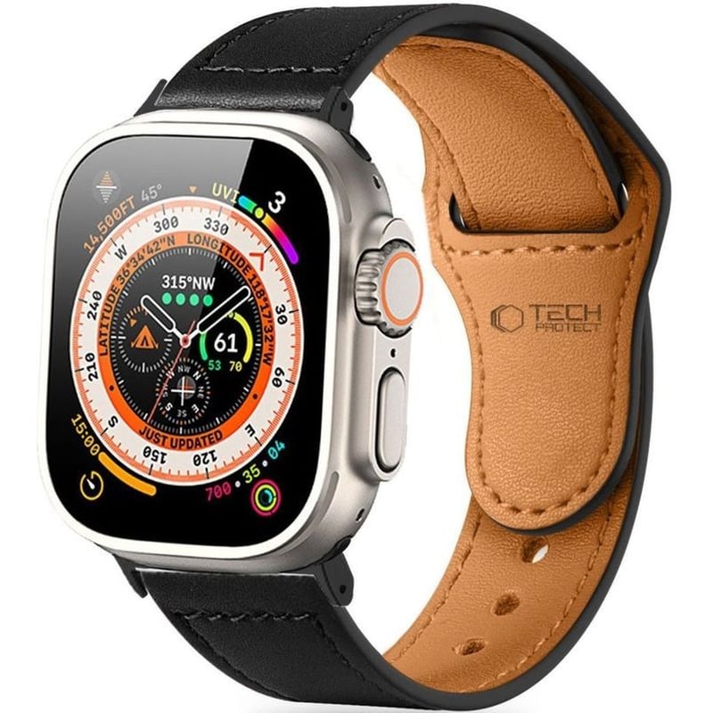 TECH-PROTECT Λουράκι Apple Watch Se/10/9/8/7/6/5/4 (42/41/40mm) - Tech-protect Naturalfit Δερμάτινο - Black (5906302312658)