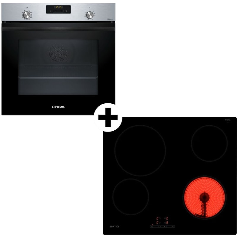 PITSOS PH21M40X4 CRE611S06 71 Lt Εντοιχιζόμενο Σετ Φούρνος και Εστία