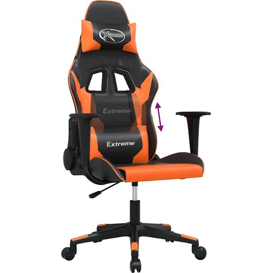 Καρέκλα Gaming VIDAXL 345451 με Ρυθμιζόμενα Μπράτσα από Τεχνητό Δέρμα - Μαύρο / Πορτοκαλί image 4