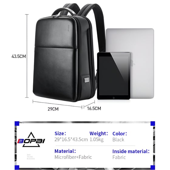 Τσάντα Laptop Bopai 61-18911 15.6" Αδιάβροχη - Μαύρο image 10