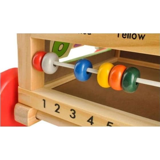 Εκπαιδευτική Περπατούρα Aria Trade Κύβος Δραστηριοτήτων Με Παζλ, Ρολόι & Άβακα Ξύλινη Για Μωρά 12+ Μηνών - 33x34x45.5-48 cm, Κιτρινό image 1