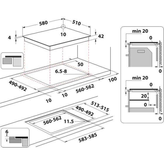 WHIRLPOOL AKT 8090/NE 58 cm Μαύρο Εστία Κεραμική Αυτόνομη image 1