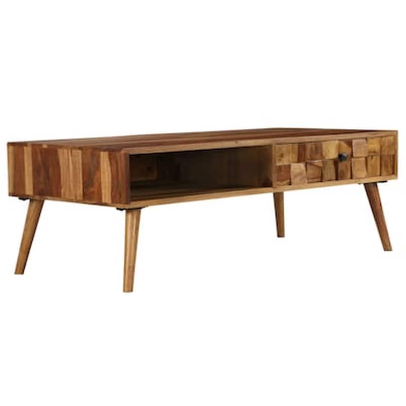 Τραπεζάκι Σαλονιού VidaXL από Μασίφ Ξύλο Sheesham 110x50x37cm - Μελί VIDAXL