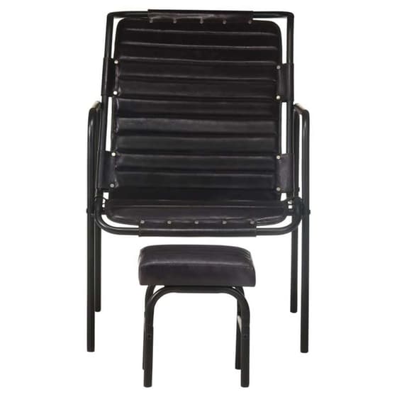 Πολυθρόνα Relax VidaXL με Υποπόδιο από Δέρμα - Μαύρη image 3