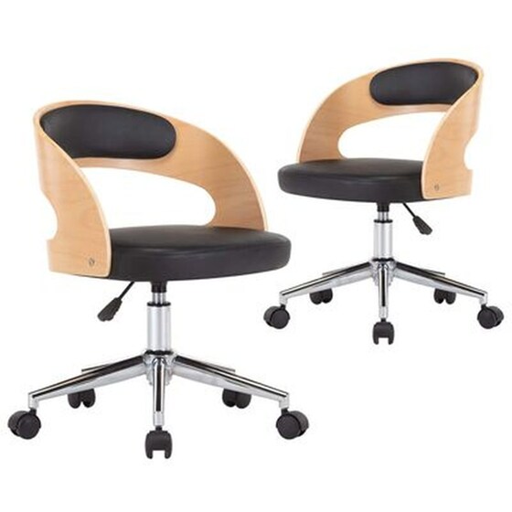 Καρέκλες Τραπεζαρίας Vidaxl από Ξύλο/Συνθετικό Δέρμα Περιστρεφόμενη 2 Τμχ - Μαύρες image 0