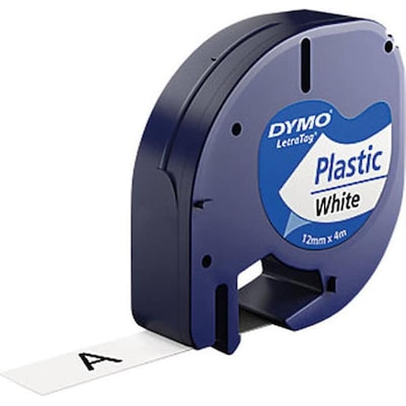 DYMO Dymo Letratag Plastic Tape White 12mm X 4m 91221