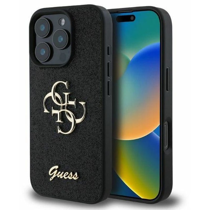 Θήκη Apple iPhone 16 Pro - Guess Fixed Glitter Big 4G Back Cover  - Black