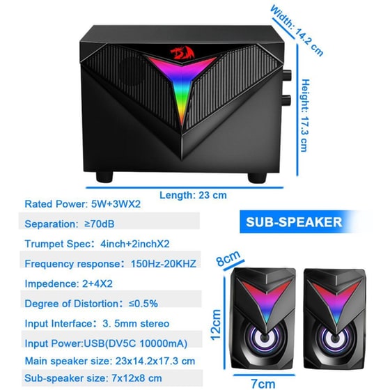 Ηχεία 2.1 Redragon Toccata GS700 - Μαύρο image 4