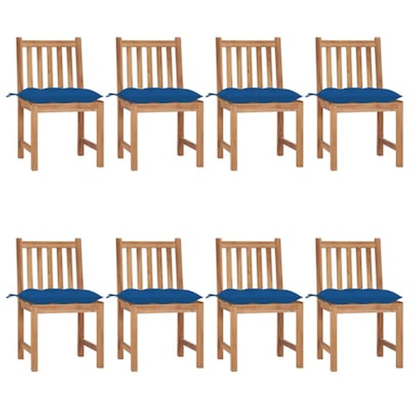 Vidaxl Καρέκλες Κήπου 8 Τεμάχια Από Μασίφ Ξύλο Teak Με Μαξιλάρια