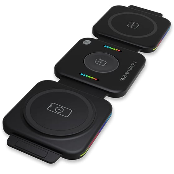 Ασύρματος Φορτιστής Baykron Premium Trio Folding Charger 3 in 1 Qi MagSafe - Black image 0