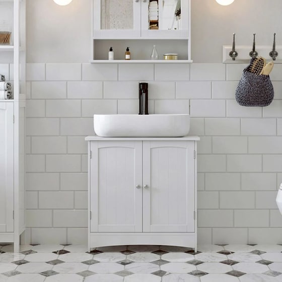 Ντουλάπι Μπάνιου Νιπτήρα Vasagle Bbc01wt από MDF 60x30x60cm - Λευκό image 4
