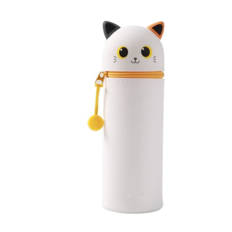 I-TOTAL Κασετίνα Βαρελάκι I-total Σιλικόνης Cute Animal Cat Λευκή