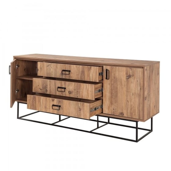 Μπουφές 24Mall Destra Atlantic Pine από Μοριοσανίδα/Μέταλλο 180x45x80 cm - Μαύρος/Καφέ image 3