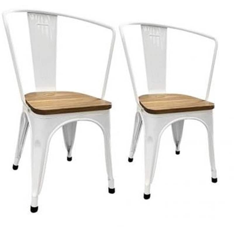 HOPPLINE Καρέκλες Τραπεζαρίας Hoppline Hop1001226-1 από Μέταλλο και Ξύλο 84x48x45 cm Σετ 2 Τμχ - Λευκό/Καφέ