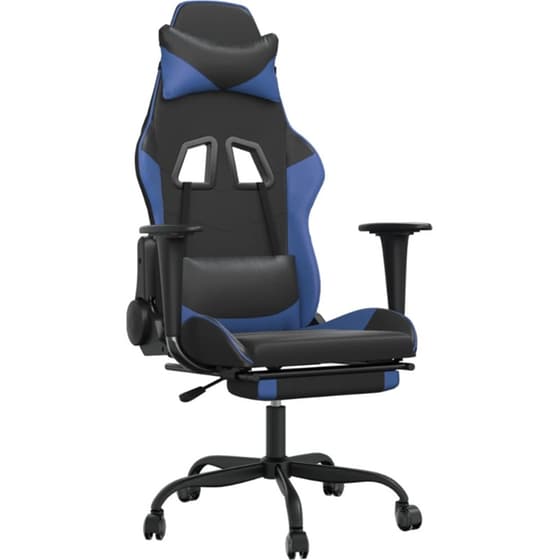 Καρέκλα Gaming VIDAXL 3143653 με Υποπόδιο από Τεχνητό Δέρμα - Μαύρο / Μπλε image 0