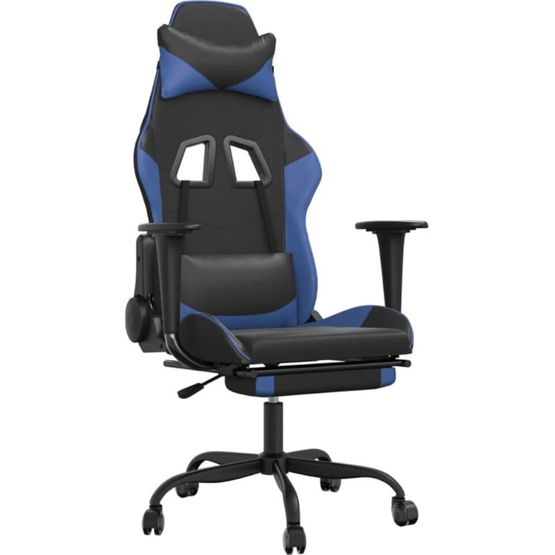 Καρέκλα Gaming VIDAXL 3143653 με Υποπόδιο από Τεχνητό Δέρμα - Μαύρο / Μπλε