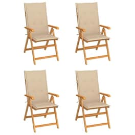Vidaxl Καρέκλες Κήπου 4 Τεμ. Από Μασίφ Ξύλο Teak Με Μπεζ Μαξιλάρια