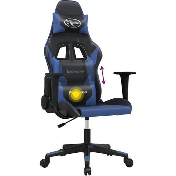Καρέκλα Gaming VIDAXL 345445 με Ρυθμιζόμενα Μπράτσα από Τεχνητό Δέρμα - Μαύρο / Μπλε image 4
