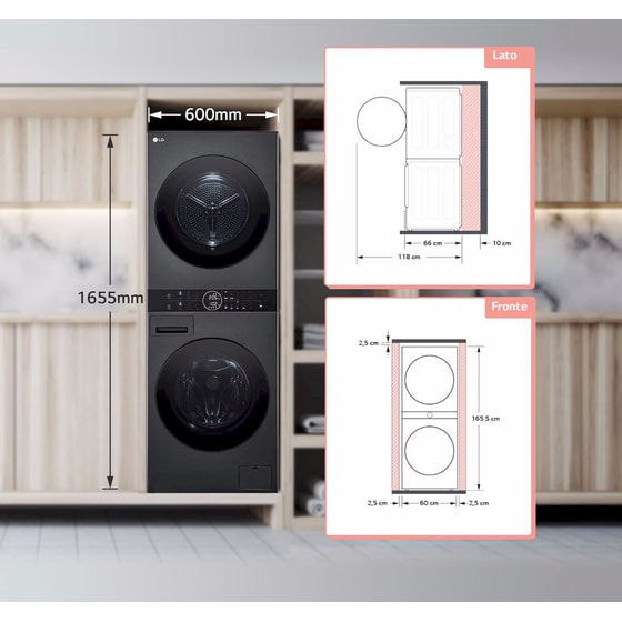 LG WT1210BBF WashTower 12kg/10kg 1.400 Στροφές με WiFi Ανθρακί Πλυντήριο Στεγνωτήριο Ρούχων image 9
