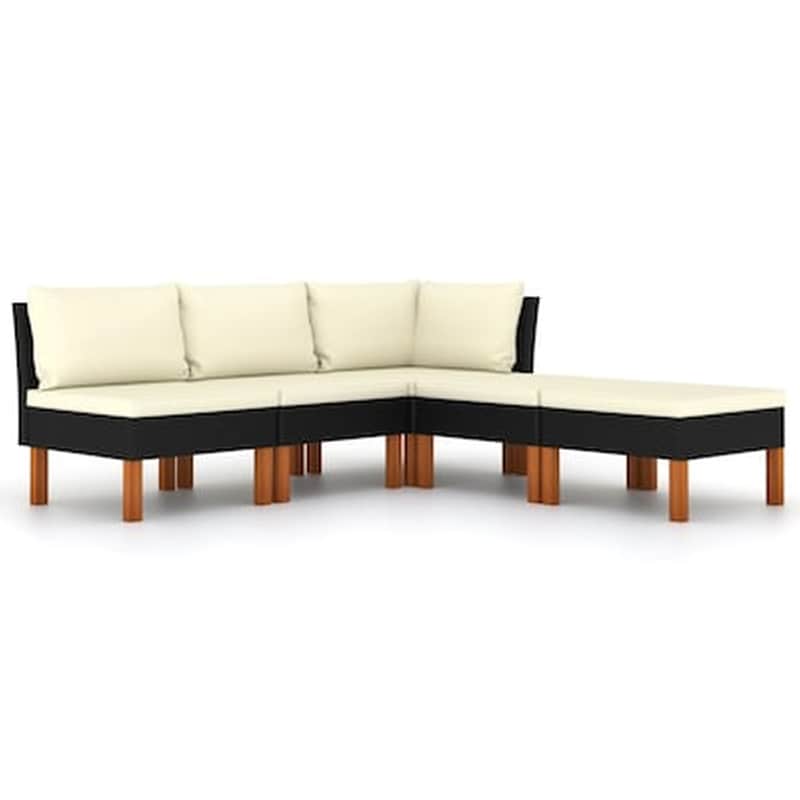 Vidaxl Σαλόνι Κήπου 5 Τεμαχίων Μαύρο Από Συνθετικό Ρατάν Με Μαξιλάρια VIDAXL