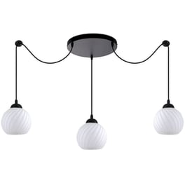 Φωτιστικό Οροφής Τρίφωτο Homelighting Swirl 77-8199 Γυάλινο/Μεταλλικό - Λευκό/Μαύρο