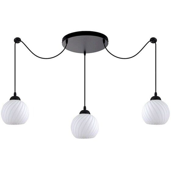 Φωτιστικό Οροφής Τρίφωτο Homelighting Swirl 77-8199 Γυάλινο/Μεταλλικό - Λευκό/Μαύρο image 0