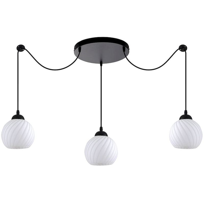 HOMELIGHTING Φωτιστικό Οροφής Τρίφωτο Homelighting Swirl 77-8199 Γυάλινο/Μεταλλικό - Λευκό/Μαύρο