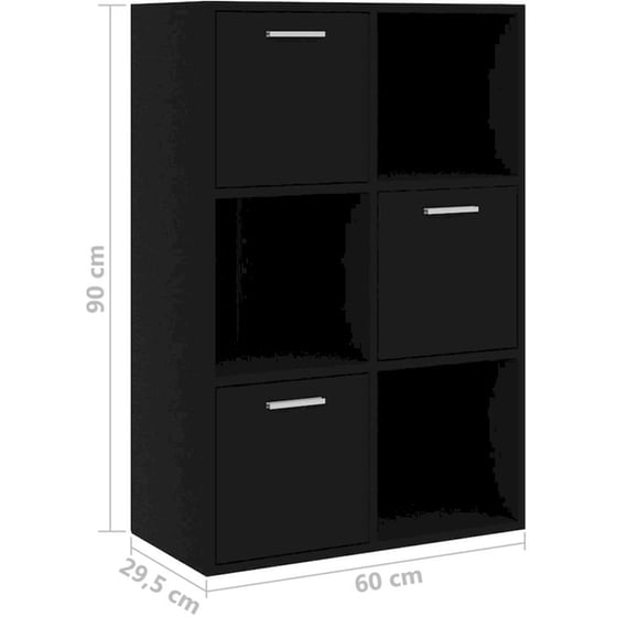 Βιβλιοθήκη VidaXL από Μοριοσανίδα 60x29.5x90 cm - Μαύρο image 7