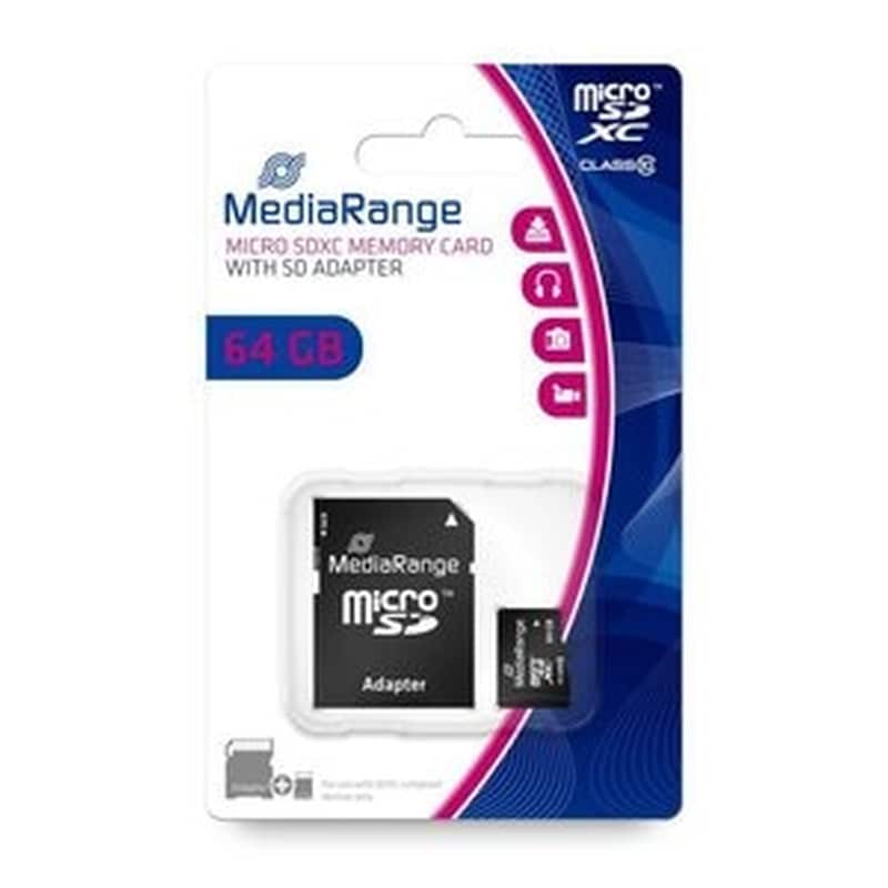 MEDIARANGE MediaRange microSDXC 64GB Class 10 A1 High Speed με αντάπτορα