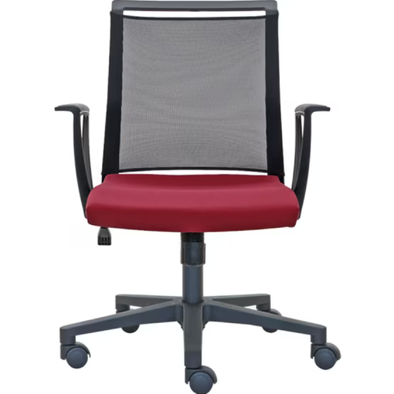 Καρέκλα Γραφείου Delta Hellas Basic Home Office από Ύφασμα Μesh - Μαύρη/Μπορντό image 1