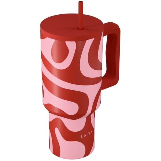 Ποτήρι Θερμός Estia Straw Tumbler XL Save The Aegean Coral Waves με Καλαμάκι και Λαβή 900 ml image 0