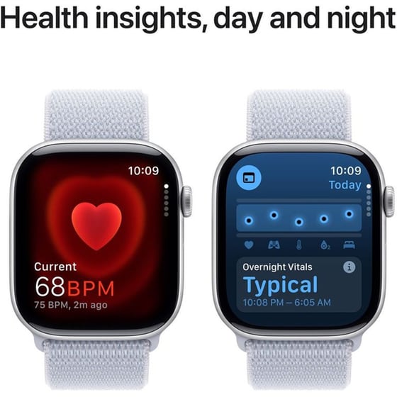 Apple Watch Series 10 GPS 46mm Silver Aluminium Case with Blue Cloud Sport Loop image 4