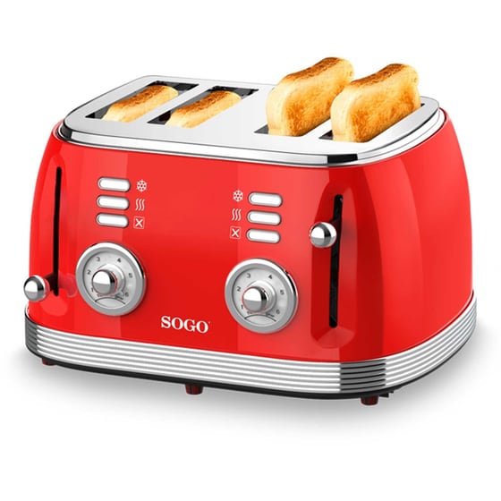 SOGO TOS-SS-5465 4 Θέσεων 1500W Κόκκινο Φρυγανιέρα image 2