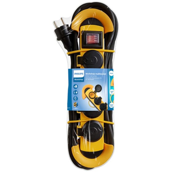 Πολύπριζο Philips SPN5140YB/GRS Αδιάβροχο 4 θέσεων 3m - Κίτρινο image 1