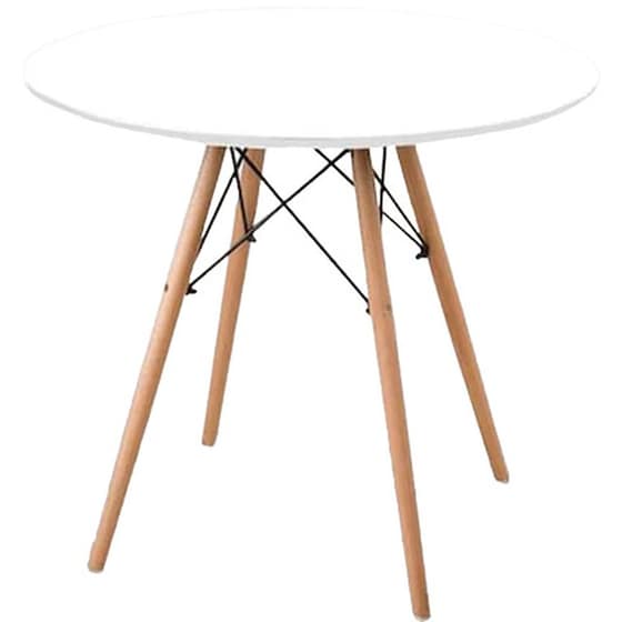 Τραπέζι Silar Oslo Ξύλινο Στρόγγυλο Με 4 Πόδια Υ72x60 cm - Λευκό/Καφέ image 0