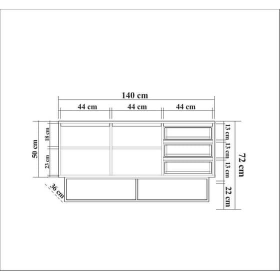 Μπουφές 24Mall Prato από Μοριοσανίδα/Μέταλλο 140x36x72 cm - Καφέ/Μαύρος image 5