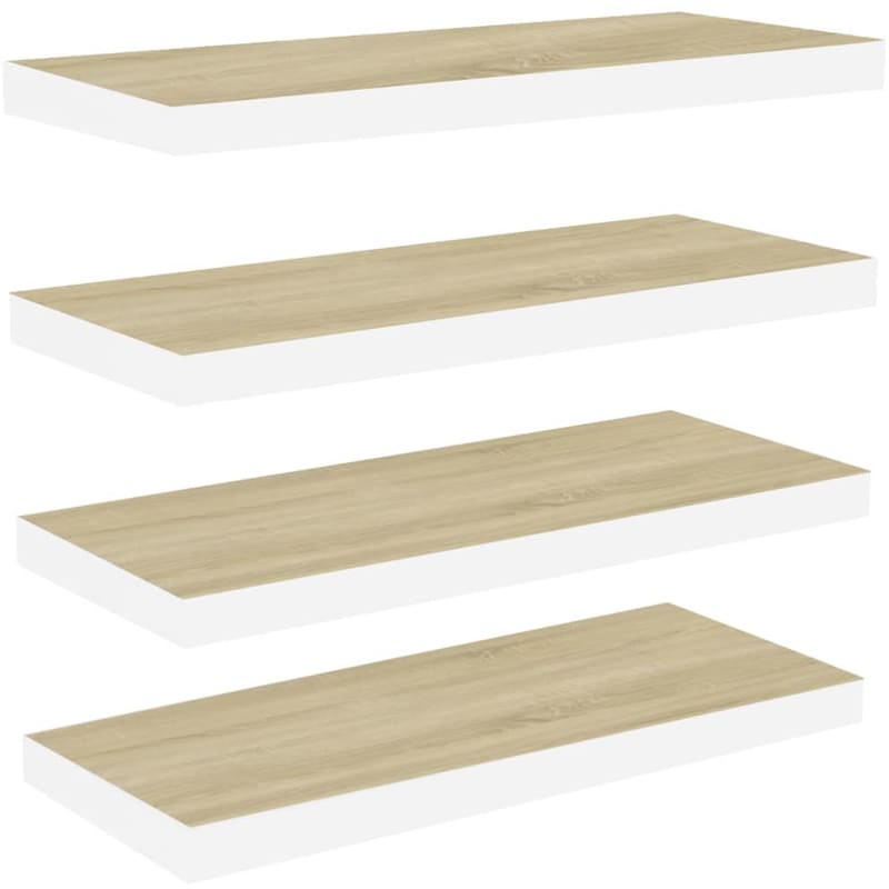 VIDAXL Ράφια Τοίχου VidaXL από MDF 60x23.5x3.8 cm 4 Τμχ - Δρυς/ Λευκό