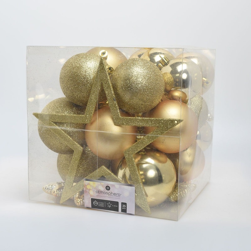 Σετ Χριστουγεννιάτικα Στολίδια Spitishop A-s Gold 184167 από PVC 35 Τμχ - Μπάλα