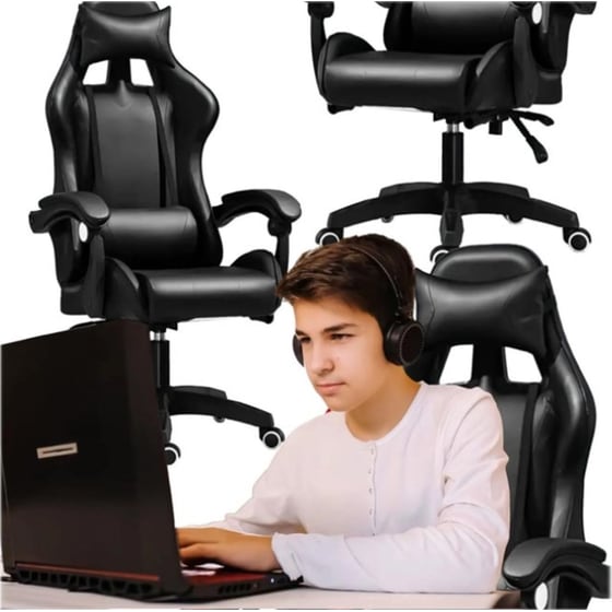 Καρέκλα Gaming Δερματίνης Aria Trade - Μαύρη image 1