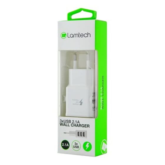 Φορτιστής Πρίζας Lamtech 3xUsb 2.1A - White image 4