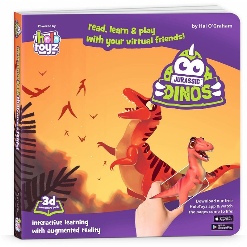 HOLOTOYZ Holotoyz - Jurassic Dinos Interactive 4d Ar Book Βιβλίο Επαυξημένης Πραγματικότητας Με Εικόνες Που Ζωντανεύουν Σε Κινούμενα Σχέδια