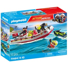 PLAYMOBIL® Action Heroes Φουσκωτό Πυροσβεστικής με Θαλάσσιο Scooter (71464)
