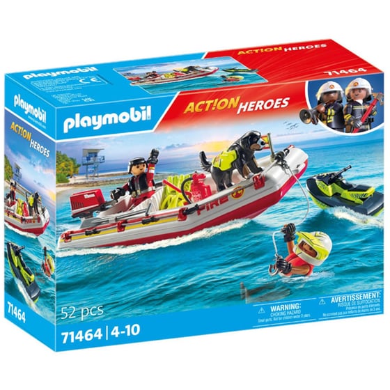 PLAYMOBIL® Action Heroes Φουσκωτό Πυροσβεστικής με Θαλάσσιο Scooter (71464) image 0
